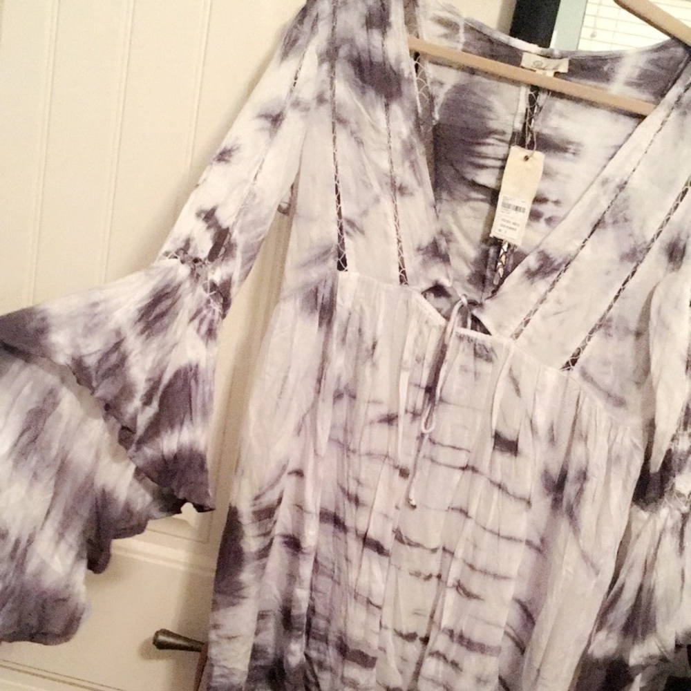tie dye flowy long sleeve dress NEVER WORN